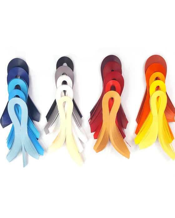 CrafTreat Quilling strips Yellow, Blue, Red, Grey Family Packs - 3mm