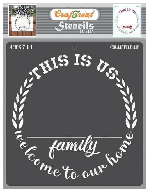 CrafTreat Welcome to our Home Stencil Family Stencil