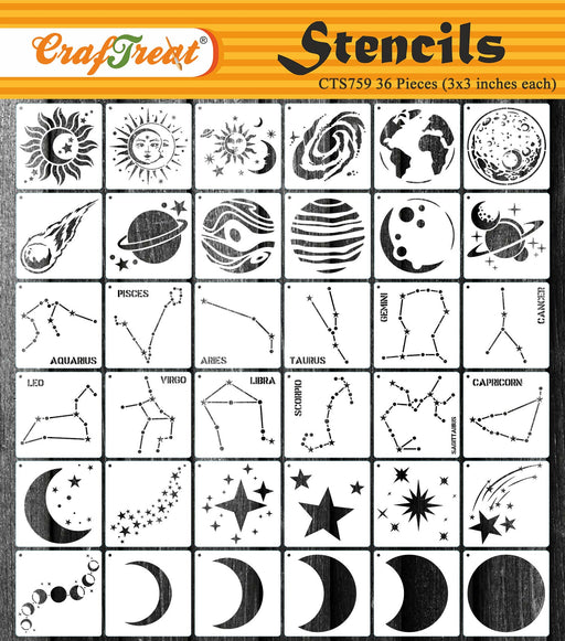 Keluna Star Stencils For Wall Decor - 16 Pcs Botswana