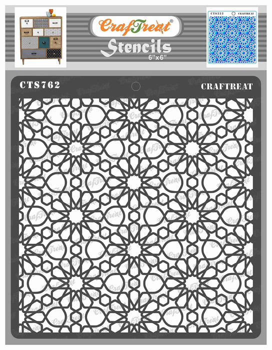 CrafTreat Arabic Pattern stencil 6X6 Inches Reusable Arabic Design Stencil for Background CTS762