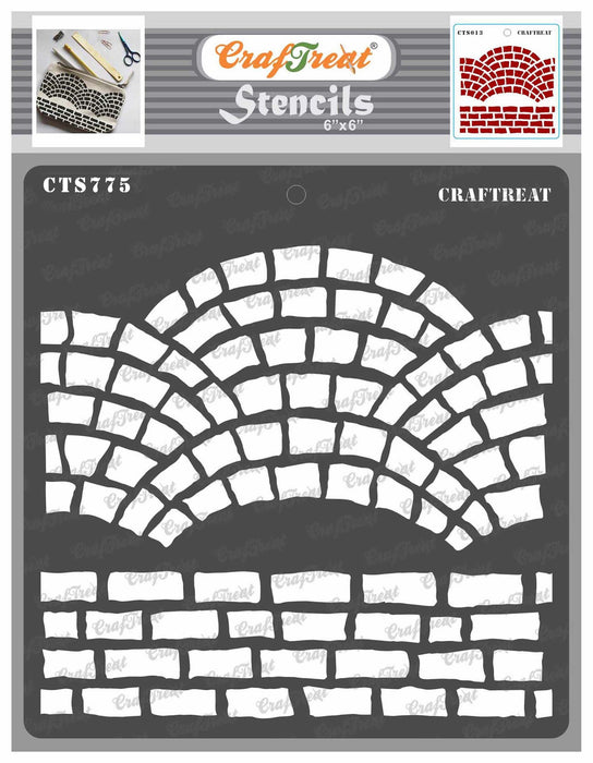CrafTreat Fancy Bricks Stencil for DIY Art and Craft Paintings 6x6 Inches CTS775