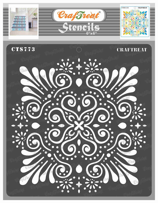 CrafTreat Ornate Background Stencil  Reusable Ornate Design Stencil for Background 6x6 Inches CTS773