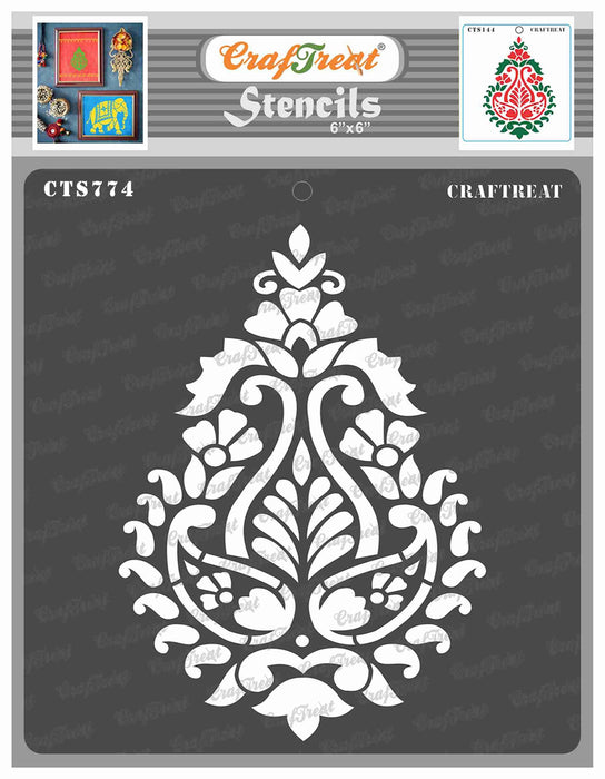 CrafTreat Paisley Damask Stencil for Background 6x6 Inches CTS774