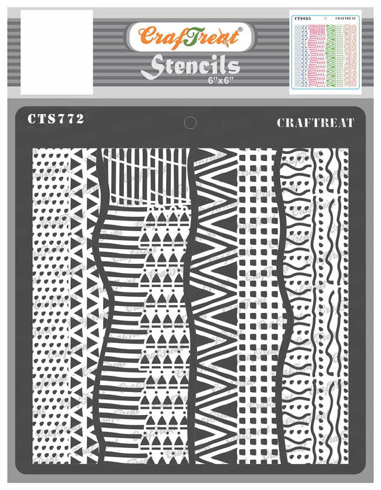 CrafTreat Patterned Partitions Stencil For Painting  6x6 Inches CTS772