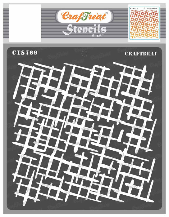 CrafTreat Smashed Grid Stencil for DIY Art and Craft Paintings 6x6 Inches CTS769