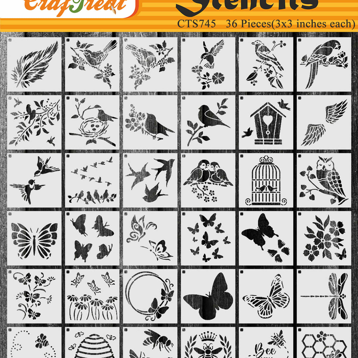OIAGLH 20 Sheets Flower Stencils Esay To Bend Foldable Bees Leaves