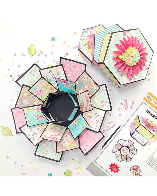 Buy Hexagon Explosion Box Scrapbook Templates for Photo Album Online | CrafTreat DIY Scrapbook Ideas
