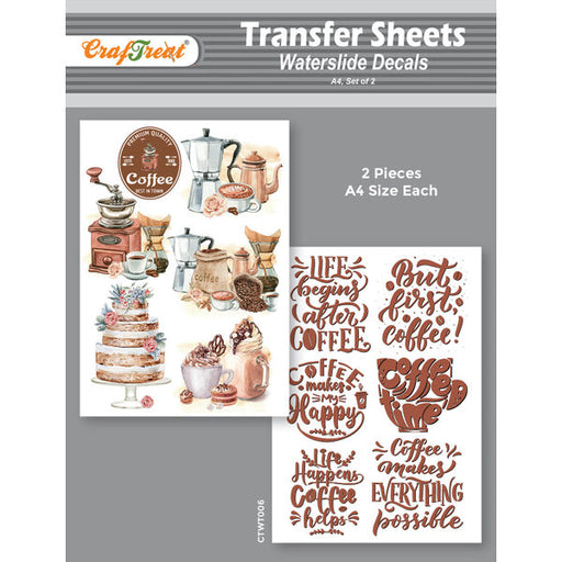 CrafTreat Water Transfer Sheet Coffee Time A4Water Slide Decal