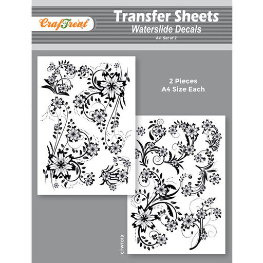 CrafTreat Water Transfer Sheet Flourishes A4Water Slide Decal