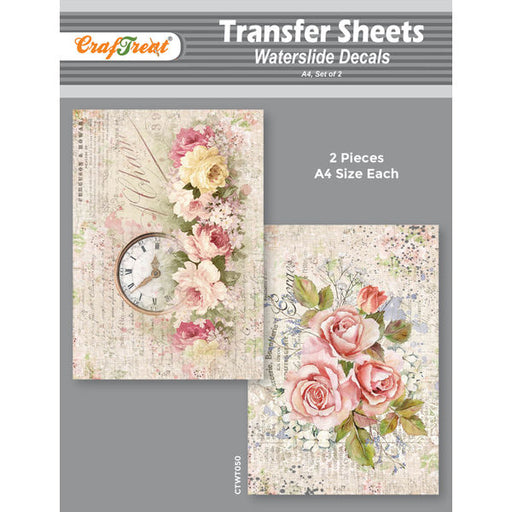 CrafTreat Water Transfer Sheet French Floral 2 A4Water Slide Decal