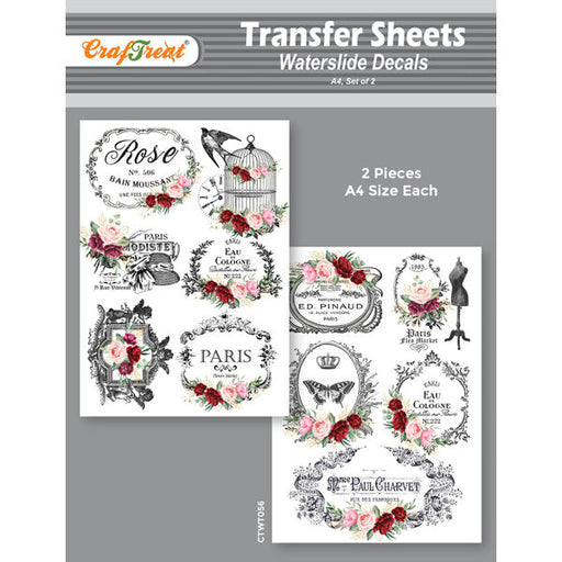 CrafTreat Water Transfer Sheet French Frames A4Water Slide Decal