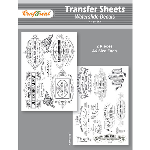 CrafTreat Water Transfer Sheet French Labels 2 A4Water Slide Decal
