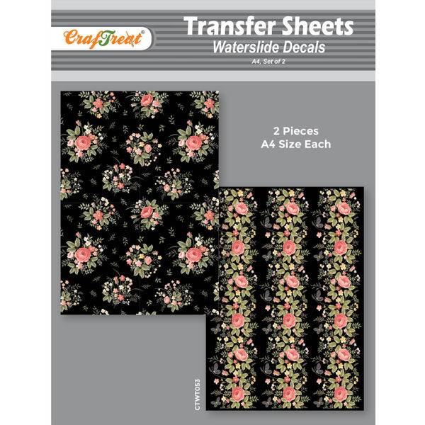 CrafTreat Water Transfer Sheet Mini Flowers 1 A4Water Slide Decal
