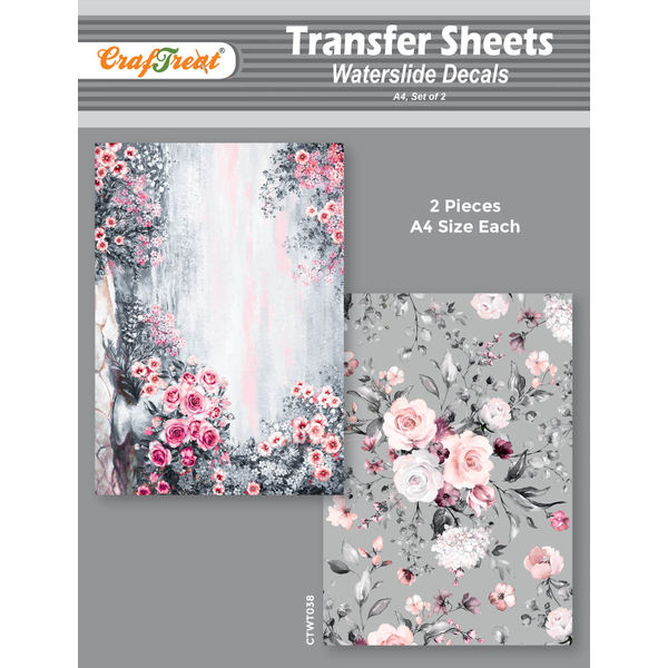 CrafTreat Water Transfer Sheet Roses in the Garden A4Water Slide Decal