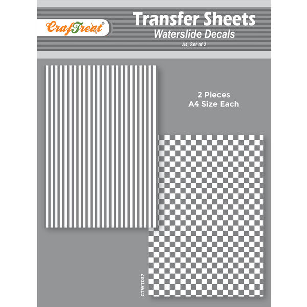 CrafTreat Water Transfer Sheet Stripes and Checks A4Water Slide Decal