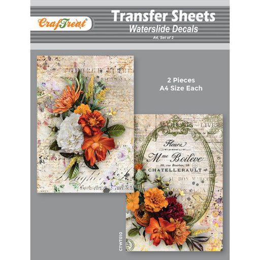 Craftreat Water Transfer Sheet Summer Flowers 1 A4