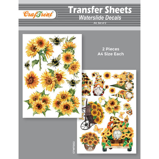 CrafTreat Water Transfer Sheet Sunflowers A4Water Slide Decal