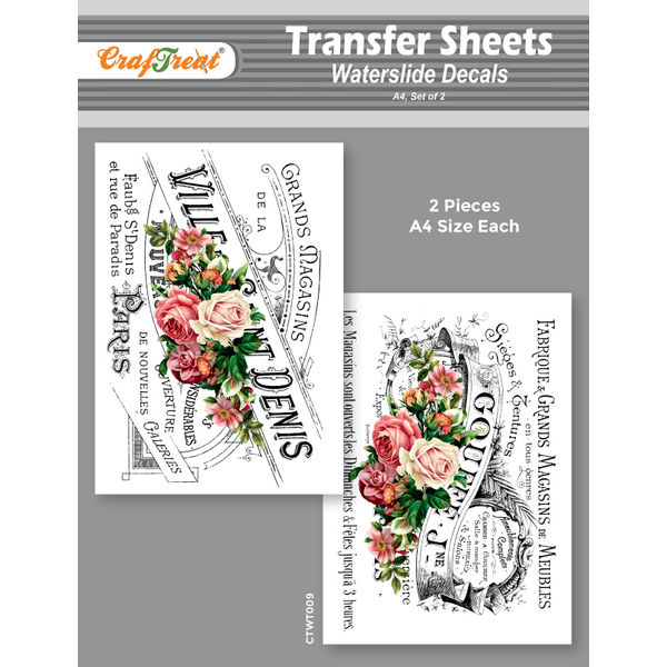 Craftreat Water Transfer Sheet Vintage French 1 A4
