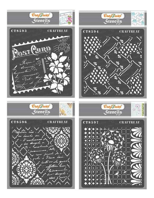 CrafTreat Carte Postal and Grunge Damask and Dandelion Love and Weaves and Diamonds 6x6 InchesCTS593n596n597n594