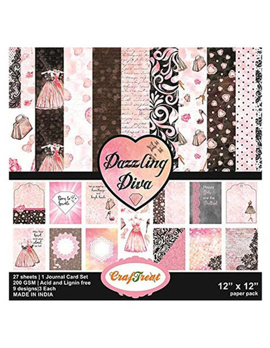 CrafTreat Dazzling Diva 12x12 Inches Pattern Paper Pack for Scrapbookings