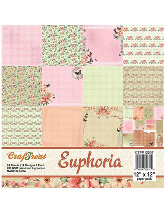 CrafTreat Euphoria 12x12 Inches Flower Design Pattern Paper Pack