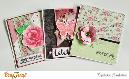 CrafTreat Euphoria Flower Pattern Paper for Different Card Making Ideas 