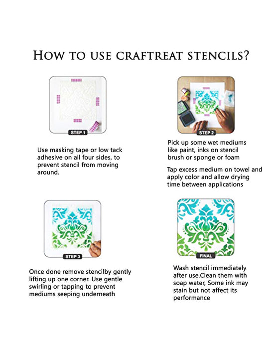CrafTreat Floral Border Stencils for Painting on Wood, Canvas, Paper,  Fabric, Floor, Wall and Tile - Border12 and Border13-2 Pcs - 3x12 Inches  Each - Reusable D…