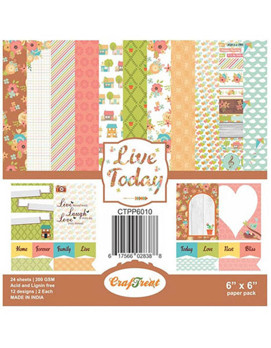 CrafTreat Live Today 6x6 Inches Pattern Paper Pack for Card Making