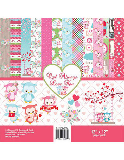 CrafTreat paper pack owl always love you 12 ctpp12020