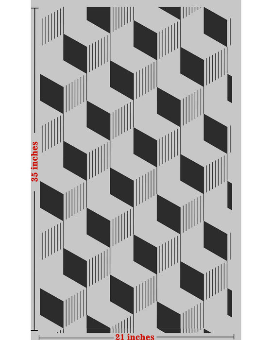 CrafTreat 3D Cubes Pattern Stencil|Large Decorative Square Stencils for Walls|Stencil Geometric, Scandinavian, Geometric Wall Stencils 37x23 Inches