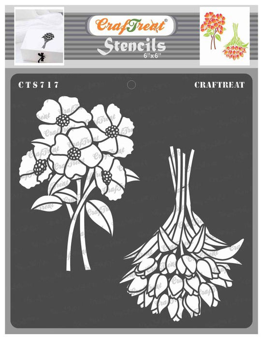 CrafTreat anemone tulip Flower stencil 6x6 inches