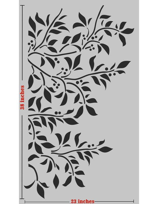 CrafTreat Branch With Leaves Wall Stencils For Paintings | Reusable Large Leaf Pattern Stencil | Craft DIY Wall Stencil CTWS037