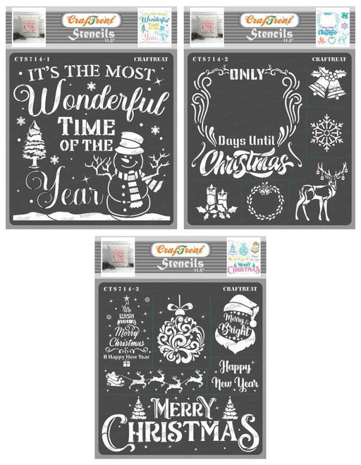 craftreat christmas vibes stencil 11.5x11.5 inches