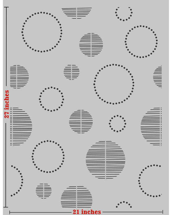 CrafTreat Decorative Circle Stencil for Walls, Geometric Circles Stencil Designs |Geometric Pattern|Wall Geometric Scandinavian Stencil 29x23 Inches