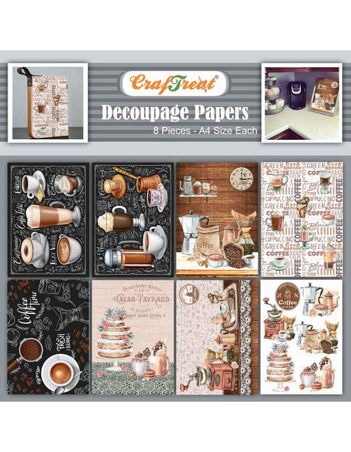 CrafTreat Decoupage Paper Coffee 8Pcs CTDP100 Scrapbooking Crafts DIY Paper Crafts