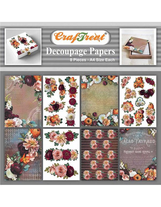 CrafTreat Decoupage Paper decorative flowers3CTDP084 Scrapbooking Crafts DIY Paper Crafts