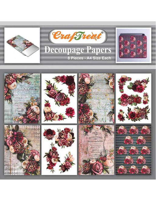 Buy Decoupage Paper Garden Flowers A4 (8pcs) Online | CrafTreat