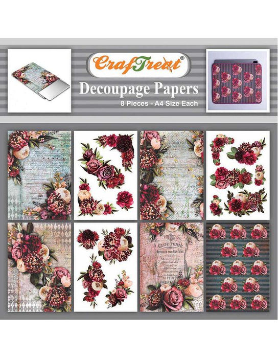 CrafTreat Decoupage Paper Decorative flowers4 CTDP085