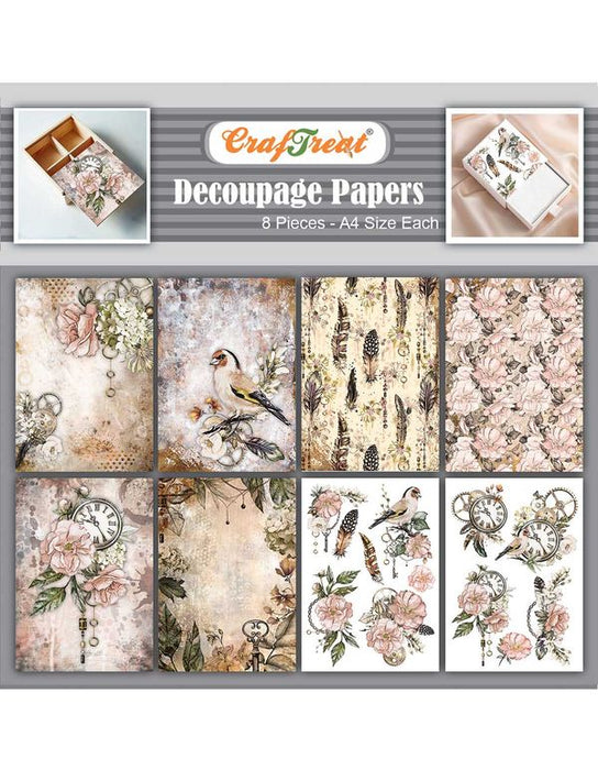 CrafTreat Decoupage Paper Floral Steampunk CTDP088