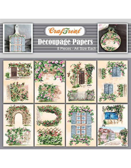 CrafTreat Decoupage Paper Garden 8Pcs CTDP097 Scrapbooking Crafts DIY Paper Crafts