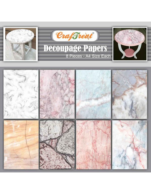 CrafTreat Decoupage Paper Marble 8Pcs CTDP103 Scrapbooking Crafts DIY Paper Crafts