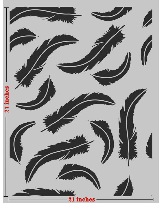 CrafTreat Feather Reusable Home Decor and DIY Stencils, Large Wall Stencils for Painting|Mixed Media |Pattern stencil |African Stencil 29x23 Inches