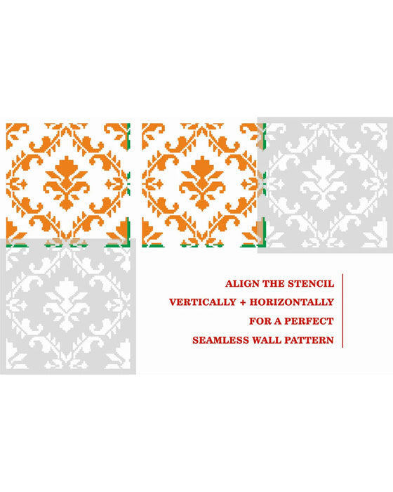 CrafTreat large damask stencil for walls reusable damask pattern for paintings