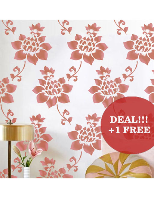 CrafTreat Large Flower Wall Stencil for Paintings Reusable Floral stencils Paintings on Walls 