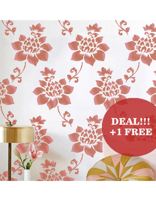CrafTreat Large Flower Wall Stencil for Paintings Reusable Floral stencils Paintings on Walls 