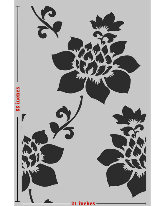 CrafTreat large flower wall stencil for paintings reusable floral stencils