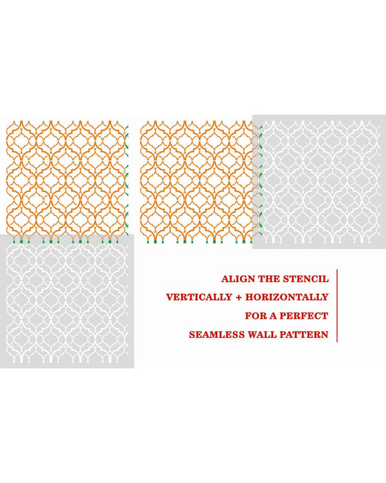 CrafTreat Large Trellis Pattern wall stencil for Paintings | Scandinavian, Geometric stencil for walls | Geometric pattern | Damask stencil 23x23 Inches