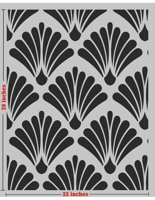 CrafTreat Large Sea Shell Pattern Wall Stencil For Wall Paintings Geometric Stencil Design CTWS041