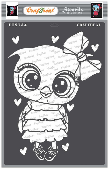 CrafTreat Cute Owl Stencil A4 Stencil for Kids Paintings 