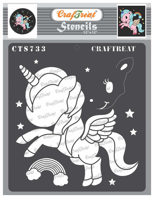 CrafTreat Stencil Cute Unicorn 12x12 CTS733